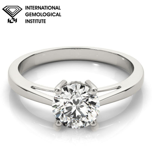 IGI Lab-Grown Round Cut D-VVS Diamond Claw Setting Engagement Ring.