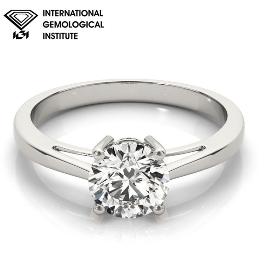 IGI Lab Grown Round Cut D VVS Diamond Claw Setting Engagement Ring.