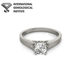 IGI Lab-Grown Round Cut Diamond Four-prong Engagement Ring Gift for Her.