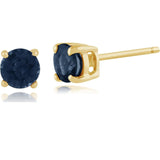 Oval Shape Sapphire Stone Studs Earrings in Yellow Gold