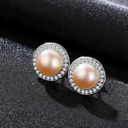 0.14ct Pearl Diamond Earrings In White Gold