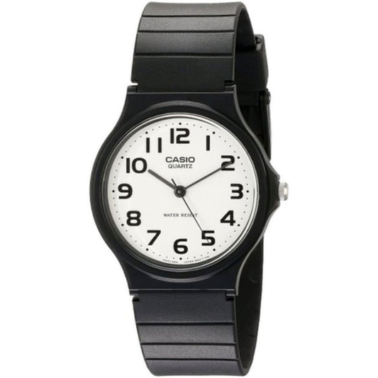 Mens Watch with White Dial Analogue Display and Black Resin Strap