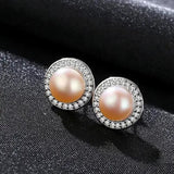 0.15Ct Solitaire Pearl Studs Earring Studded with Diamonds in Gold