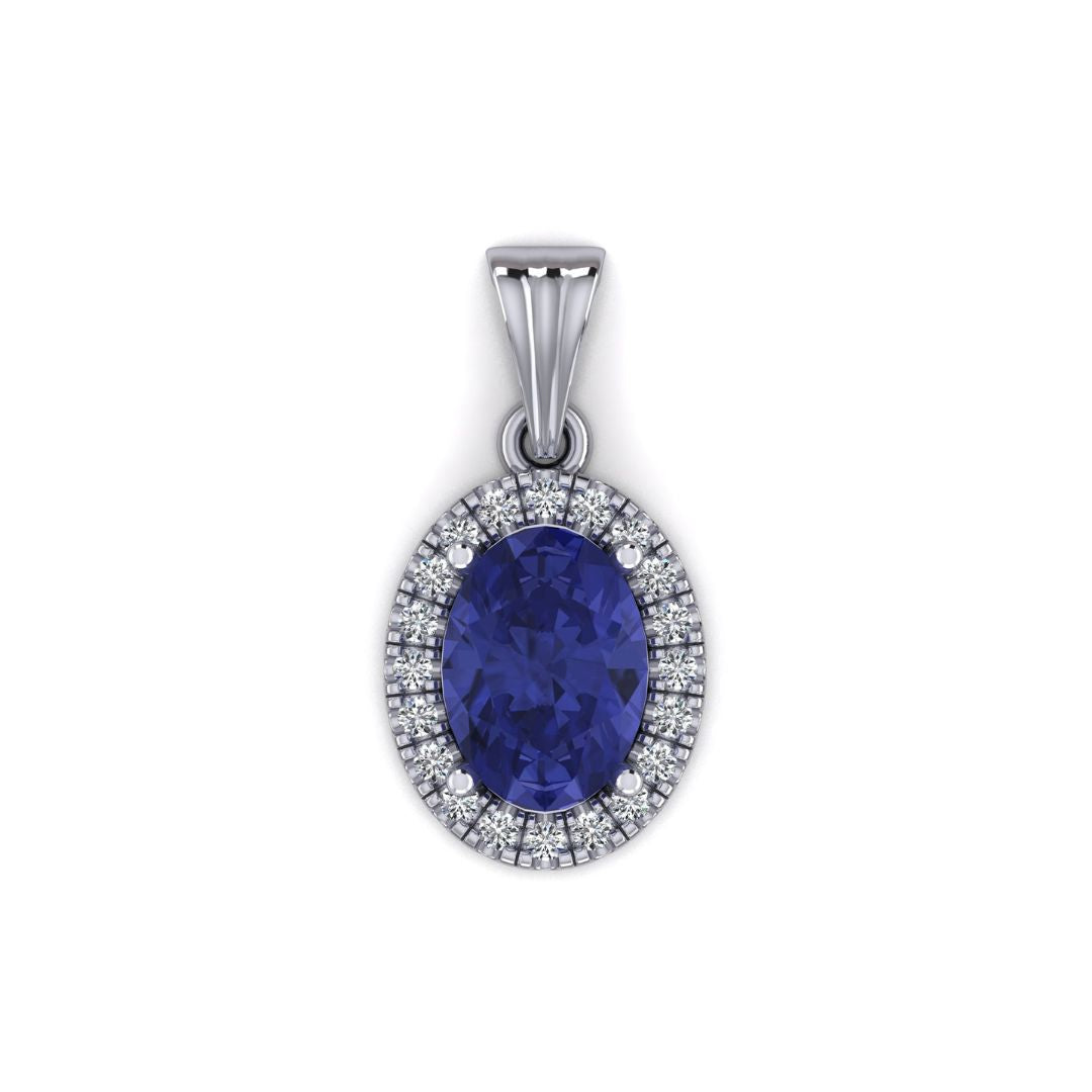 1.42ct Sapphire Diamond 18K Gold Cluster Pendant