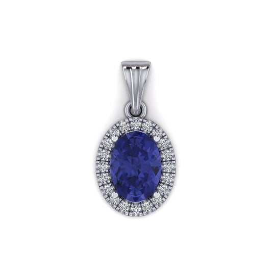 1.42ct Sapphire Diamond 18K Gold Cluster Pendant