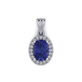 1.42ct Sapphire Diamond 18K Gold Cluster Pendant