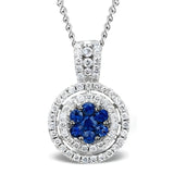 0.45ct Diamond Sapphire Pendant Necklace In 18K Gold