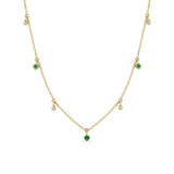 Emerald Stone Diamond Necklace In 18K Gold