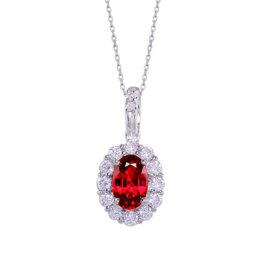 0.17ct Diamond Halo Ruby Stone Necklace