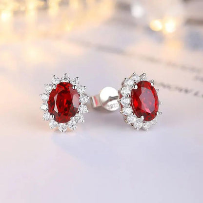 0.07ct Lab Ruby Earrings  In 925 Silver