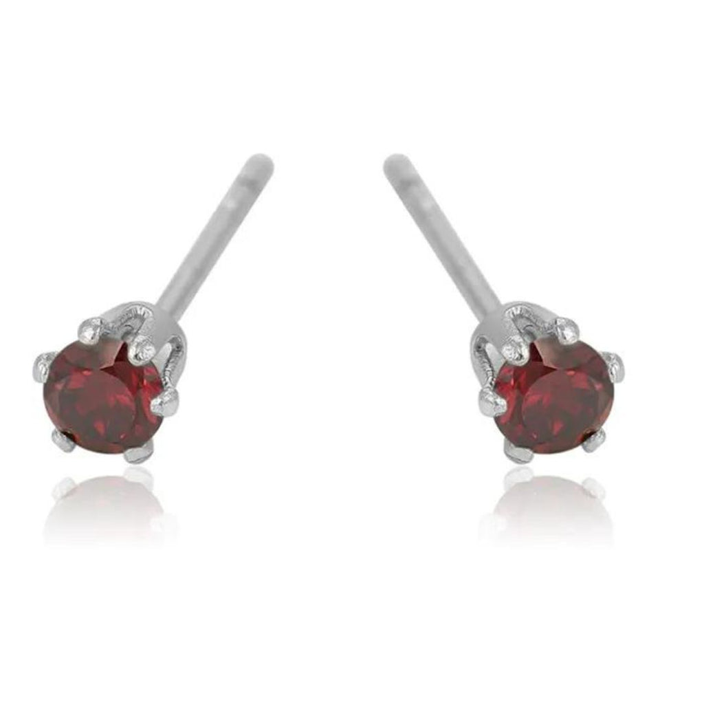 Solitaire Ruby Stud Earrings 9K White &amp Yellow Gold