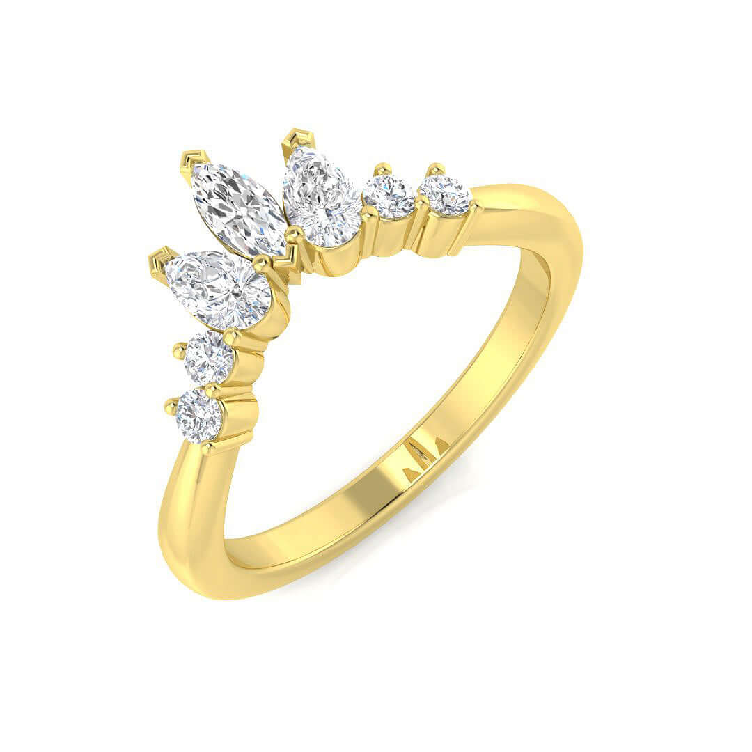 V-shape diamond wedding band