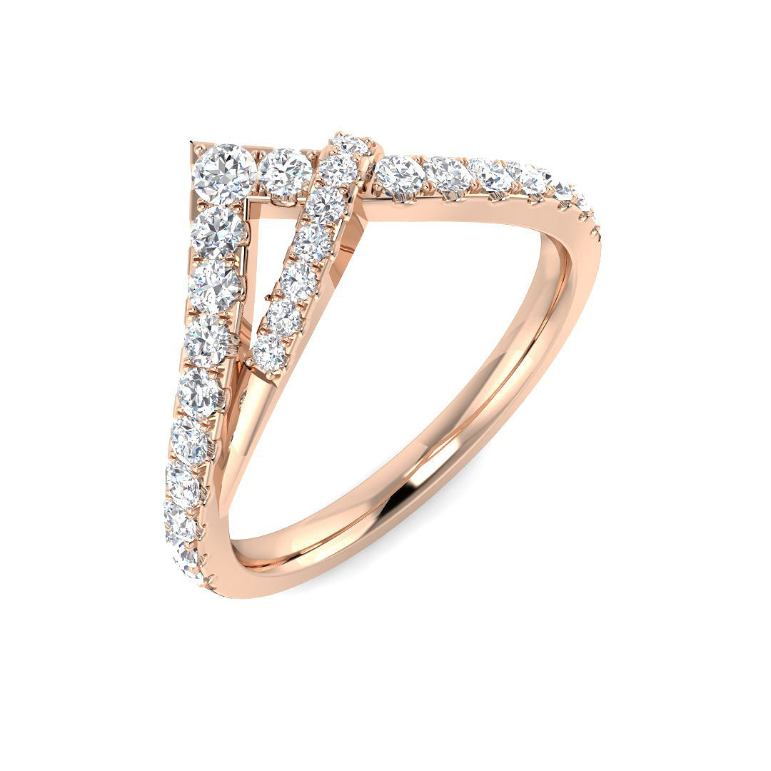 V-shaped chevron diamond wedding band