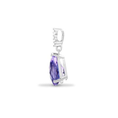 Teardrop Gemstone & Natural Diamond Pendant in 18K White Gold
