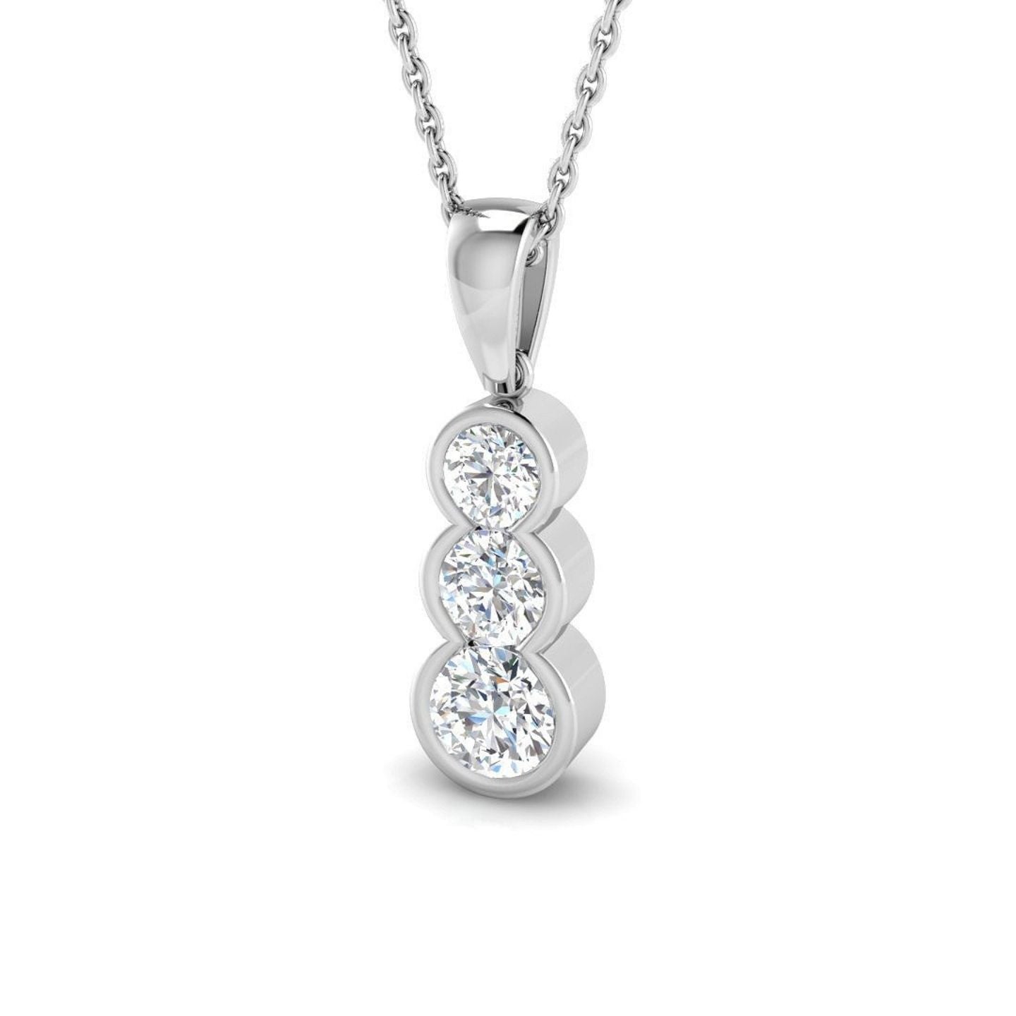 Lab Grown Round Diamond Drop Pendant in 18K White Gold – UK Hallmarked