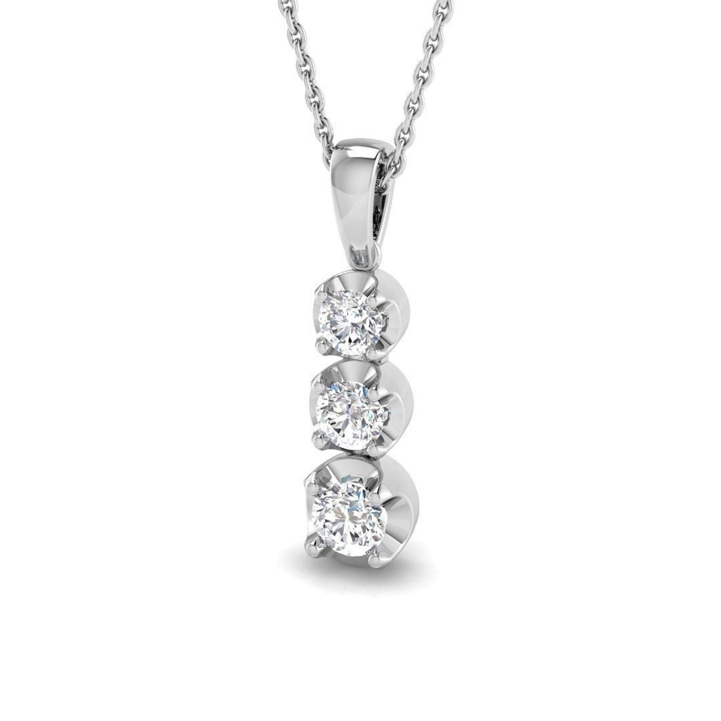 Diamond pendant necklace on a white background