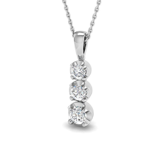 Diamond pendant necklace on a white background