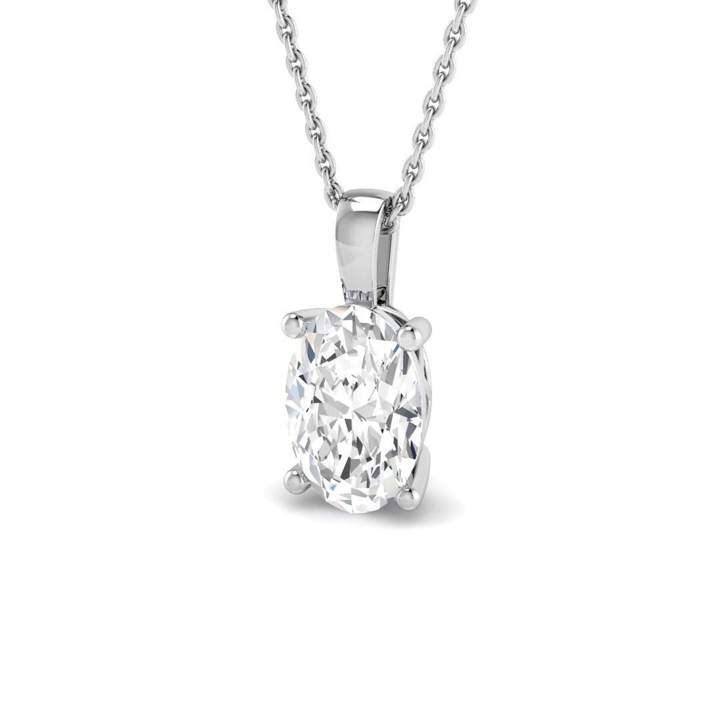 Lab Grown Oval Diamond Necklace | Solitaire Pendant | UK Made Gold & Platinum