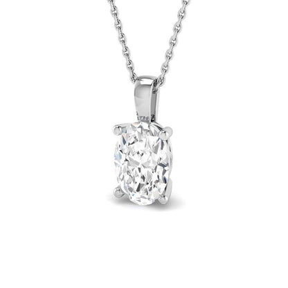 Lab Grown Oval Diamond Necklace | Solitaire Pendant | UK Made Gold & Platinum