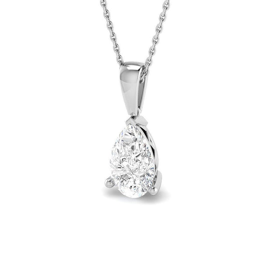 Lab Grown Pear Shape Diamond Pendant in 18K White Gold – UK Hallmarked