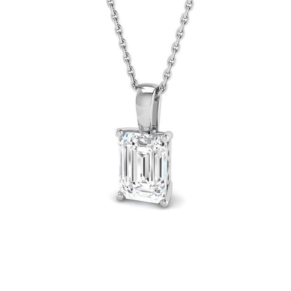 Lab Grown Emerald Cut Diamond Pendant in 18K White Gold – UK Hallmarked