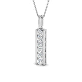 Lab Grown Round Diamond Drop Pendant in 18K White Gold – Channel Set UK Hallmarked