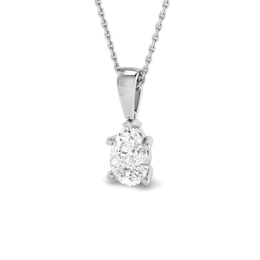 Pear Shape Lab Grown Diamond Pendant in 18K White Gold – UK Hallmarked