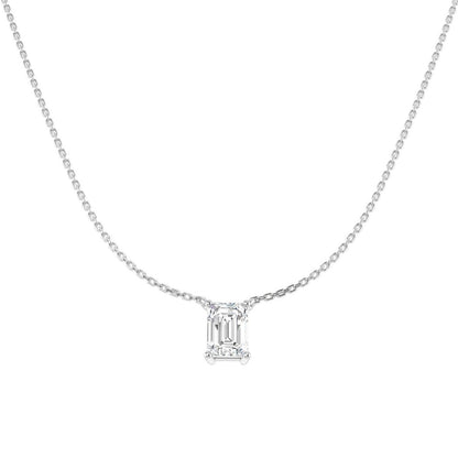 Lab Grown Emerald Cut Diamond Necklace | Solitaire Pendant | UK Hallmarked