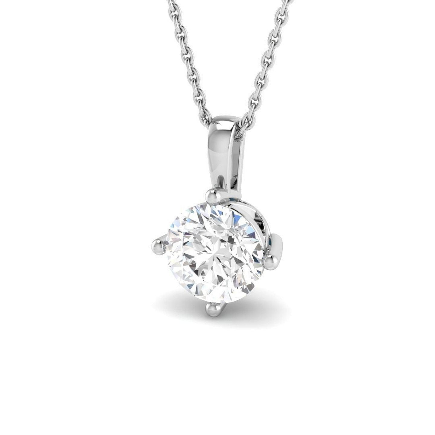 Lab Grown Round Cut Diamond Pendant | Brilliant Cut Solitaire Necklace | UK Hallmarked Gold & Platinum
