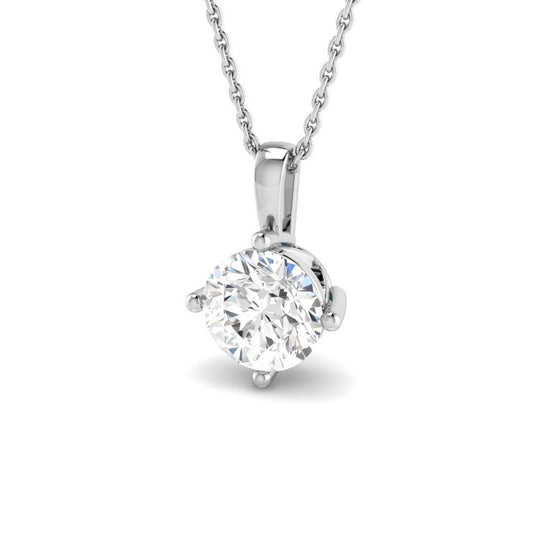 Lab Grown Round Cut Diamond Pendant | Brilliant Cut Solitaire Necklace | UK Hallmarked Gold & Platinum