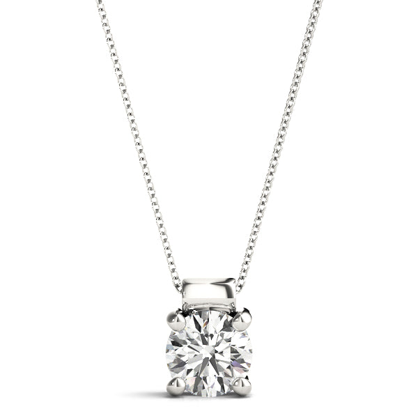 Natural Round Solitaire Diamond Pendant For Women, 4 Prong, 0.25 Ct To 1.00 Ct