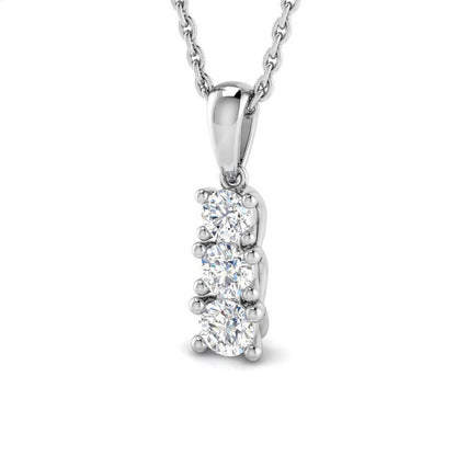 Diamond pendant necklace on a white background