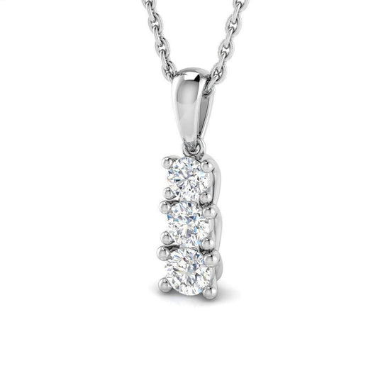Diamond pendant necklace on a white background