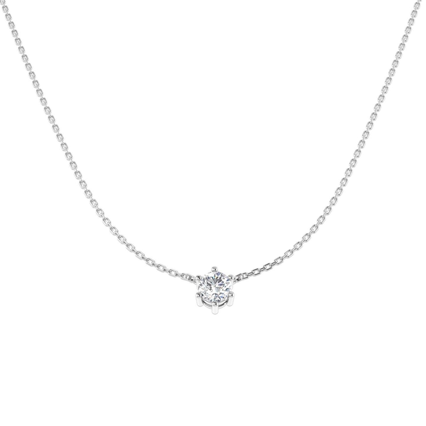 Six Prong Lab Grown Diamond Pendant in 18K White Gold – UK Hallmarked