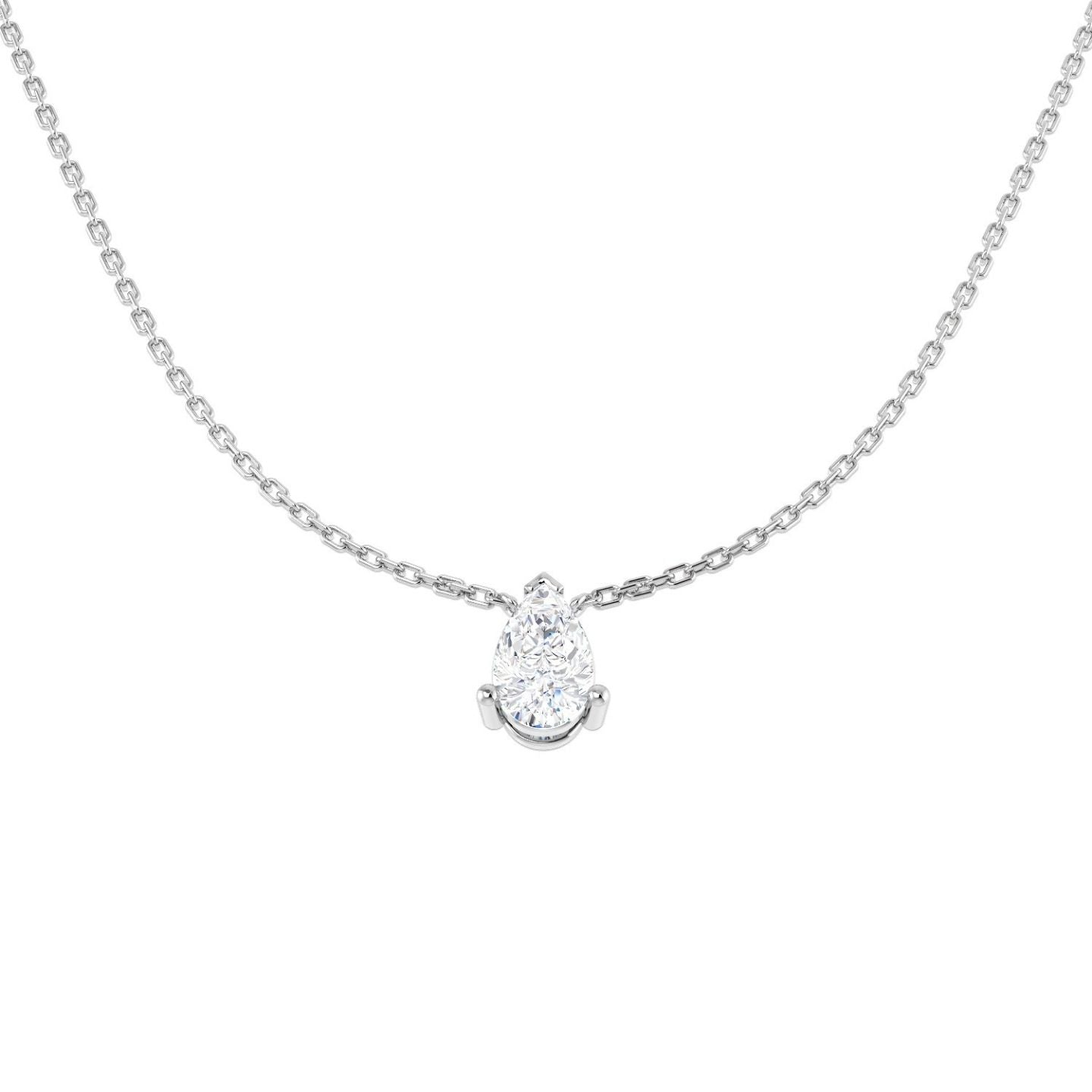 Lab Grown Pear Diamond Necklace | Solitaire Pendant | UK Hallmarked Gold