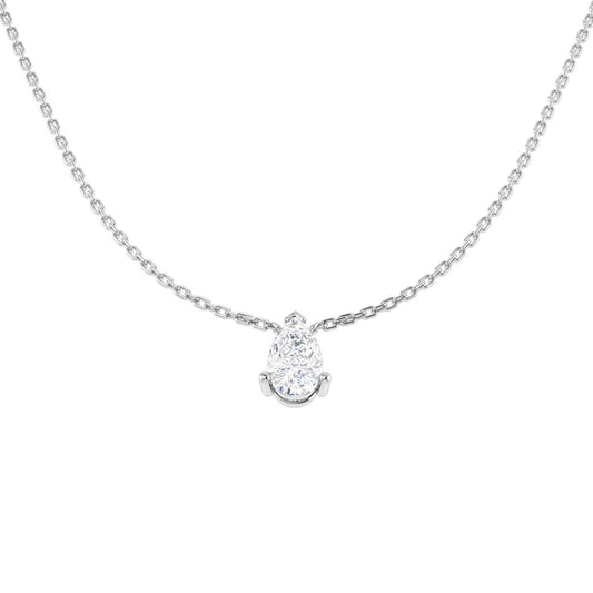 Lab Grown Pear Diamond Necklace | Solitaire Pendant | UK Hallmarked Gold