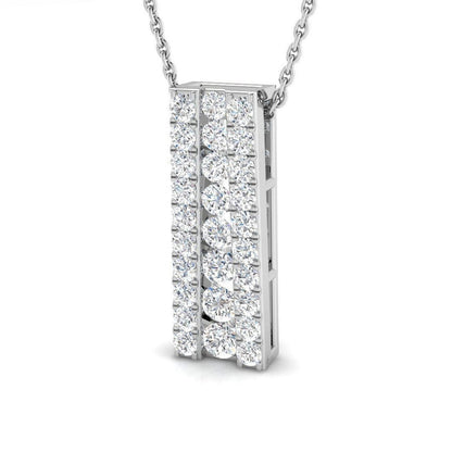 Lab Grown Round Diamond Bar Pendant Necklace | UK Made Gold & Platinum | UK Hallmarked