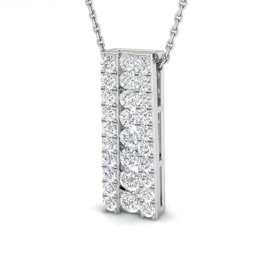 Lab Grown Round Diamond Bar Pendant Necklace | UK Made Gold & Platinum | UK Hallmarked