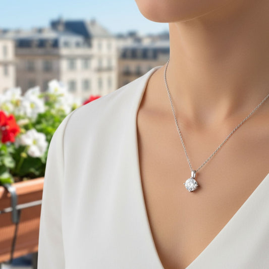 Round Diamond Solitaire Pendant | Elegant Necklace Without Chain