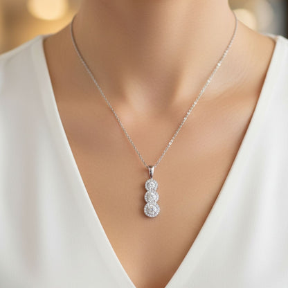 Luxury Lab Grown Round Diamond Pendant – Pave Set Halo in Gold & Platinum