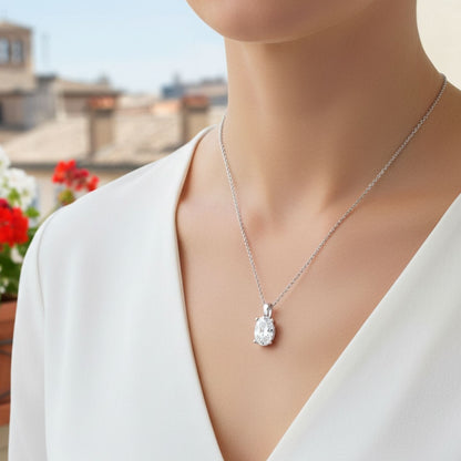 Lab Grown Oval Diamond Necklace | Solitaire Pendant | UK Made Gold & Platinum