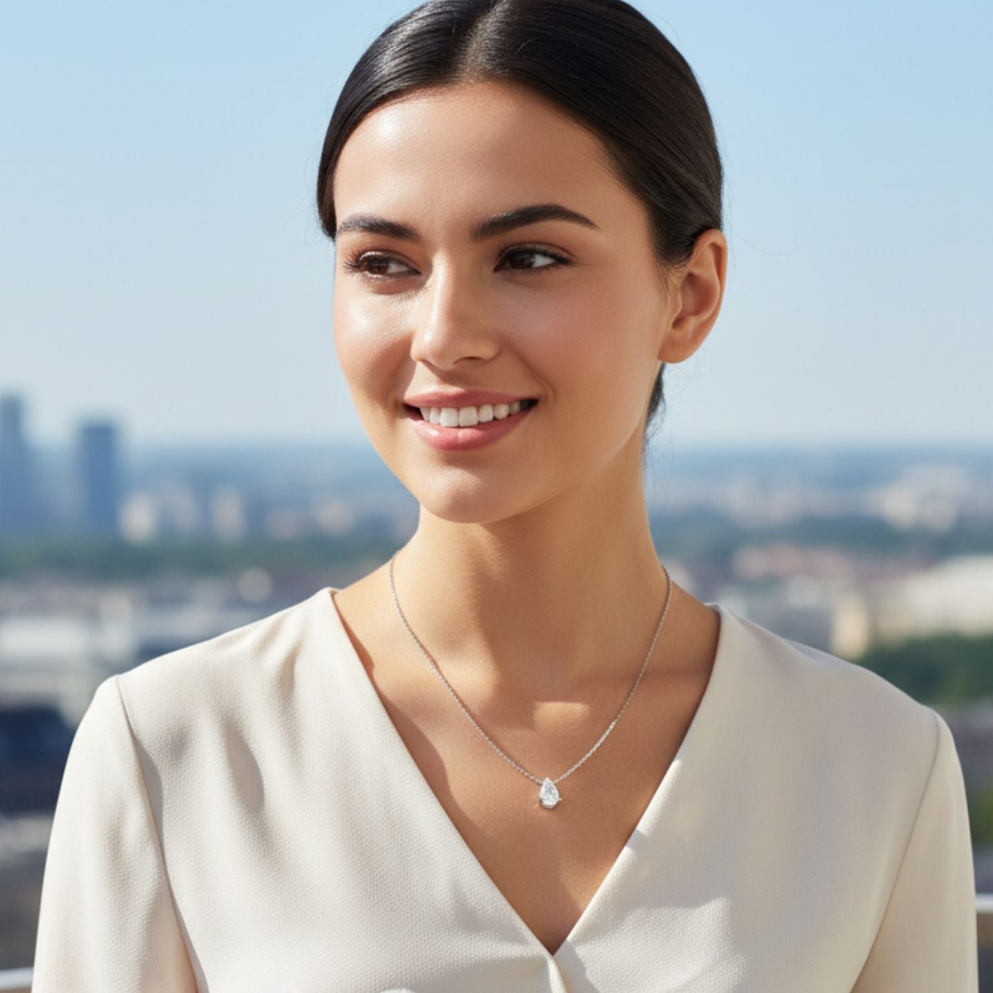 Lab Grown Pear Diamond Necklace | Solitaire Pendant | UK Hallmarked Gold