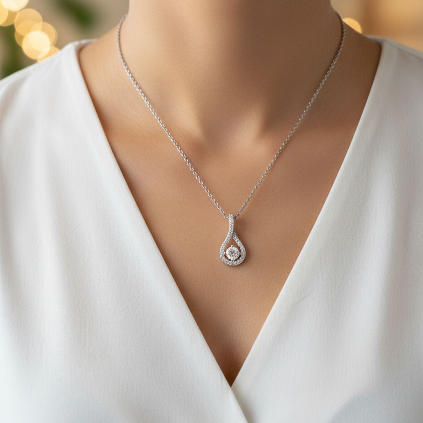 Handcrafted Round Diamond Tear-Drop Necklace – Ethical Lab Grown Jewellery UK