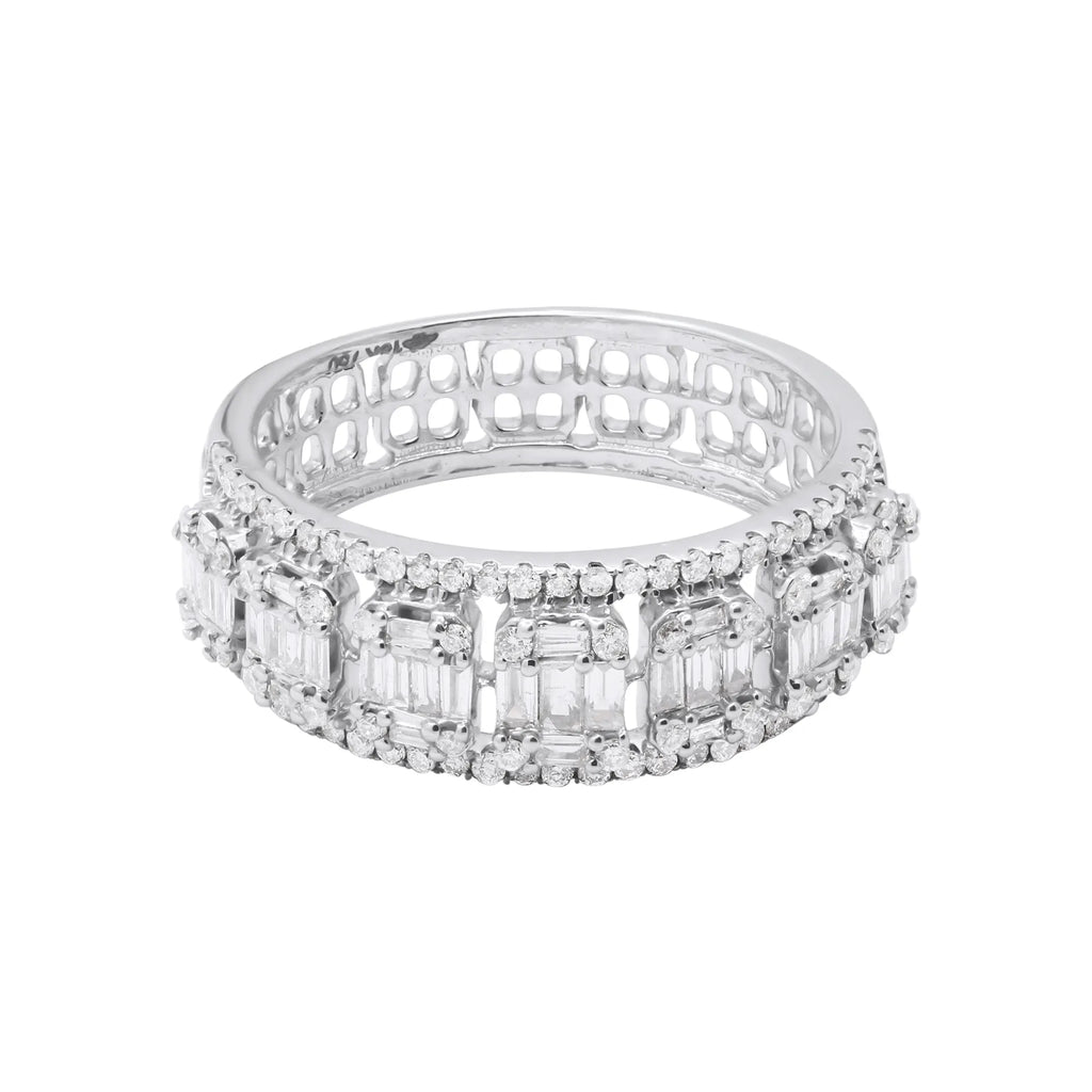0.85 Carat F SI Half Eternity Ring 18K or Platinum