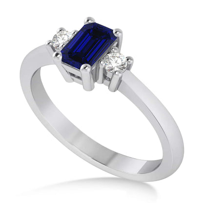 Sapphire and Natural Diamond Trilogy Engagement Ring