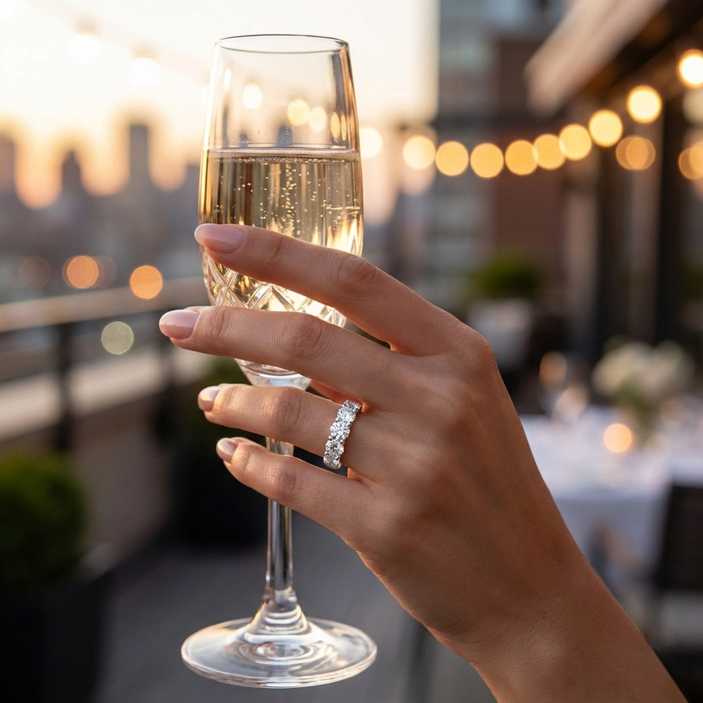 White gold stacking diamond band, Fine jewelry lab diamond band