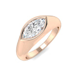 Wedding Rings for Men Marquise Diamond Bezel Ring in Gold & Platinum