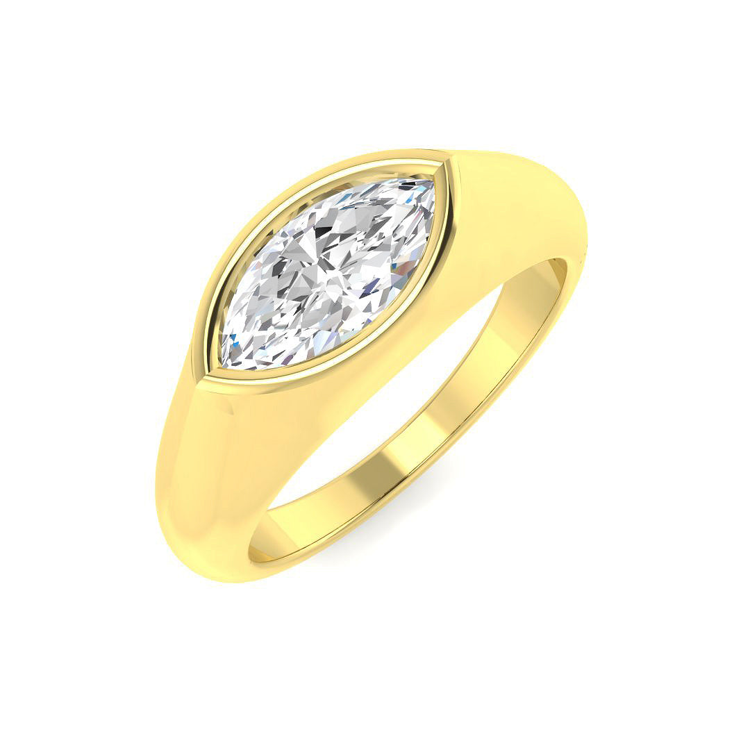 Wedding Rings for Men Marquise Diamond Bezel Ring in Gold & Platinum