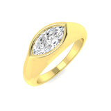 Wedding Rings for Men Marquise Diamond Bezel Ring in Gold & Platinum