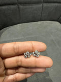 Natural Diamond 1.00 Carat Bezel Set Bubble Stud Earrings in 18K White Gold